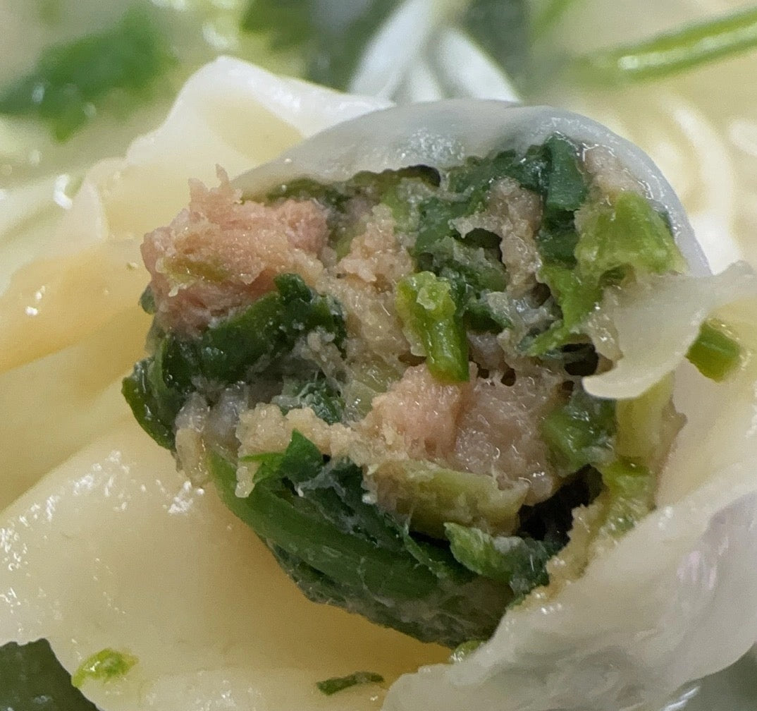 野生ナズナと豚肉ワンタン(10個)